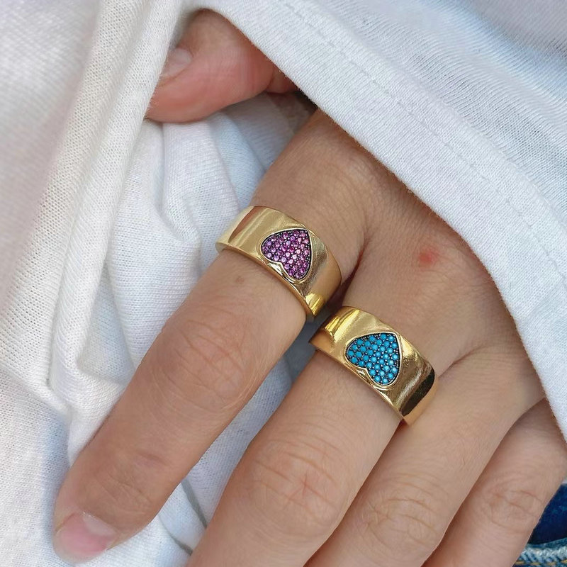 Colorful heart width adjustabel ring