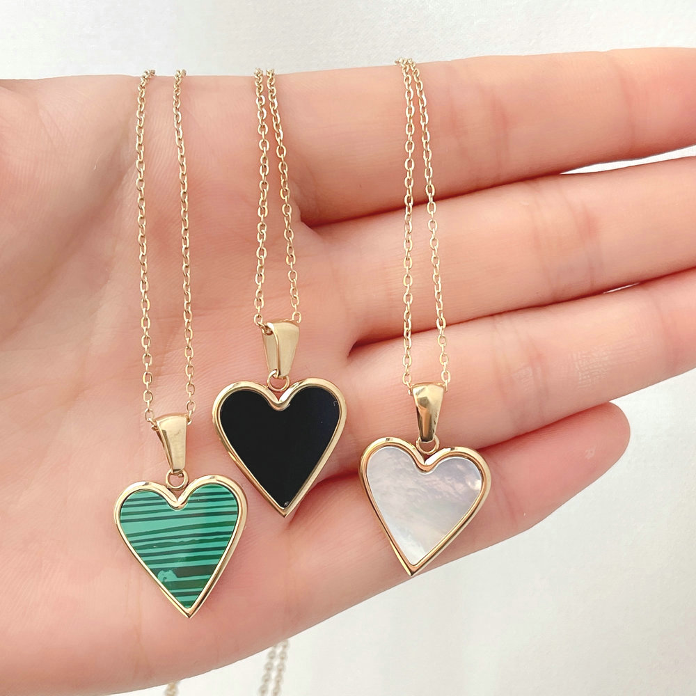 Mop heart charm necklace