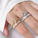 Moon zircon adjustable ring