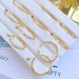 Gold metal chain big hoop earring