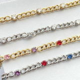 Zircon charm stainless bracelet