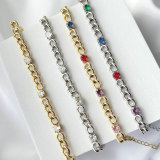 Zircon charm stainless bracelet