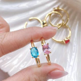 Egg shaped colored stone adjustable ring