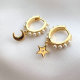 Pearl hoop with moon star pendant