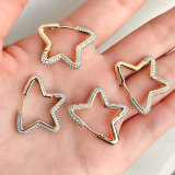 Gold pave heart earring