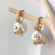 Star moon round pearl charm earring
