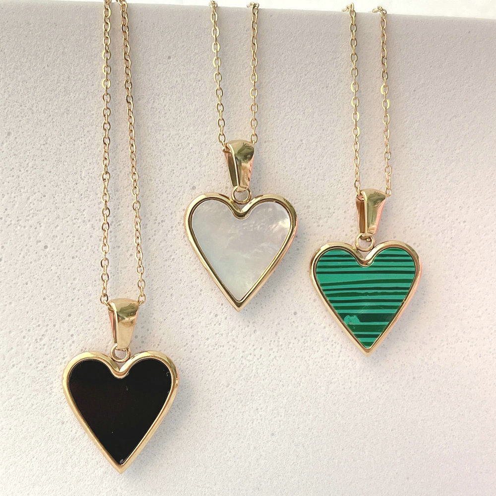 Mop heart charm necklace