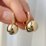 Gold ball with S hoop earring