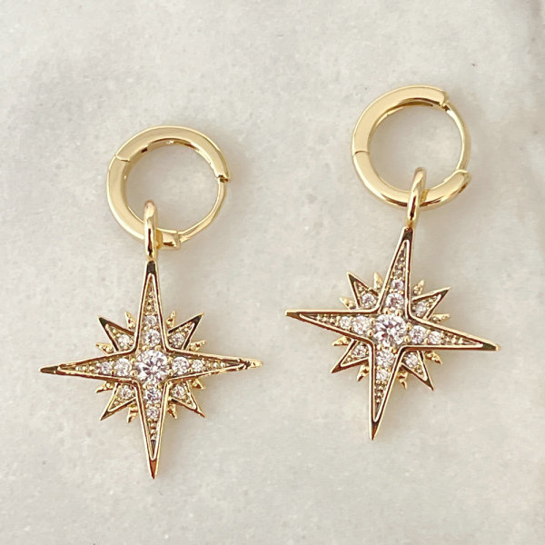 Gold Star charm earring