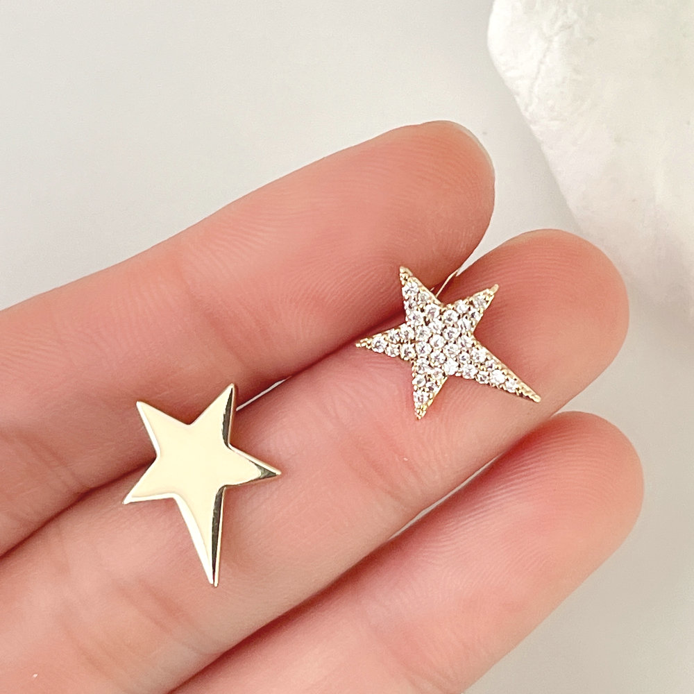 Pave Star Earring Stud