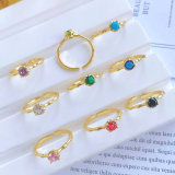 Round zircon thin bonne adjustable ring