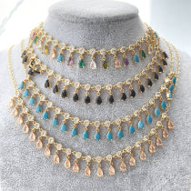 Water drop zircon charm necklace