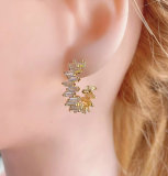 Pave zircon C hoop earring