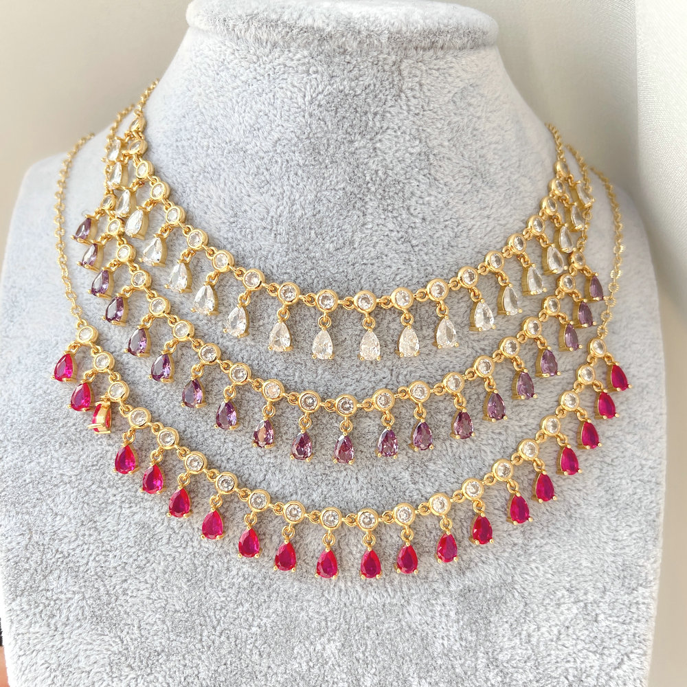 Water drop zircon charm necklace