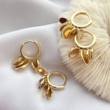 Metal round charm hoop earring