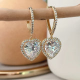 Pave hoop earring with heart charm