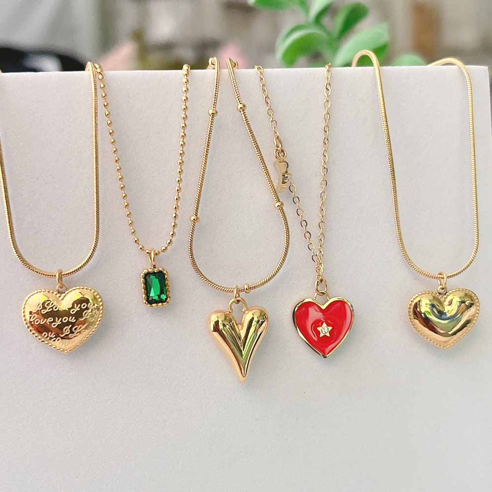 Stainless Heart charm necklace , smile face charm necklace