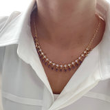 Water drop zircon charm necklace