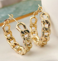 Gold metal chain hoop earring