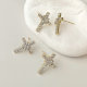 Pave zircon cross earring stud