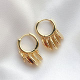 Metal round charm hoop earring