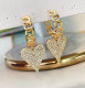Pave heart charm chain hoop earring