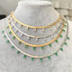 Square clear/green zircon charm bonne stainless necklace