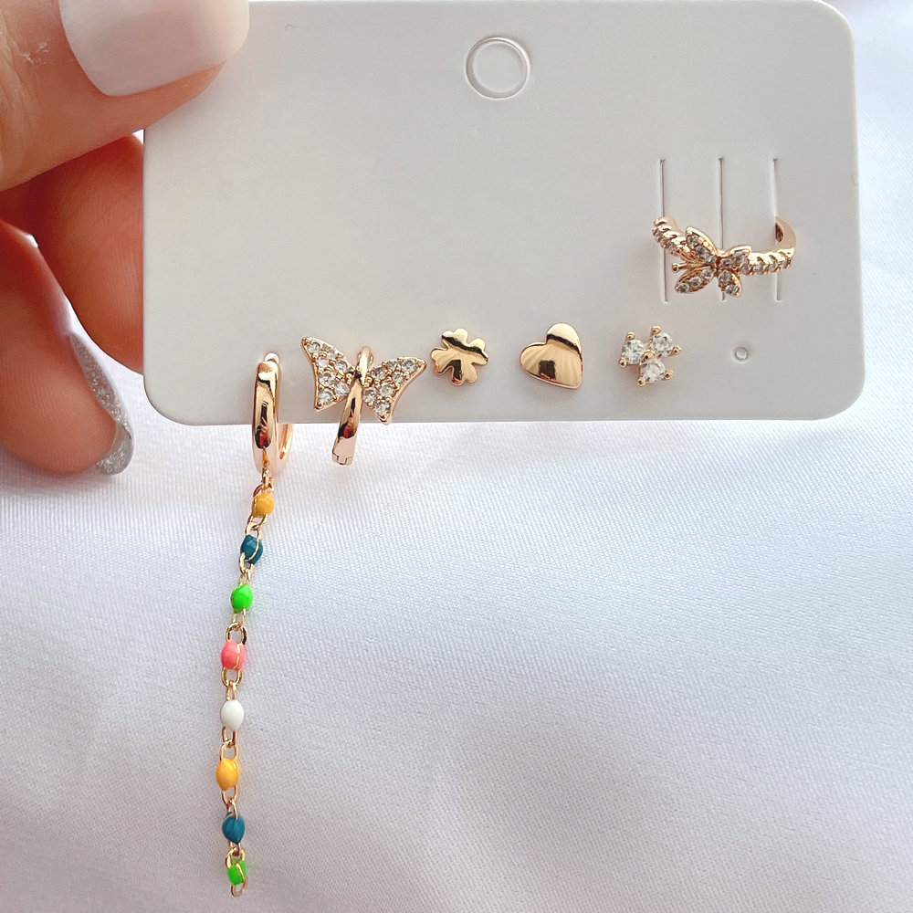 6 piece set charms earring