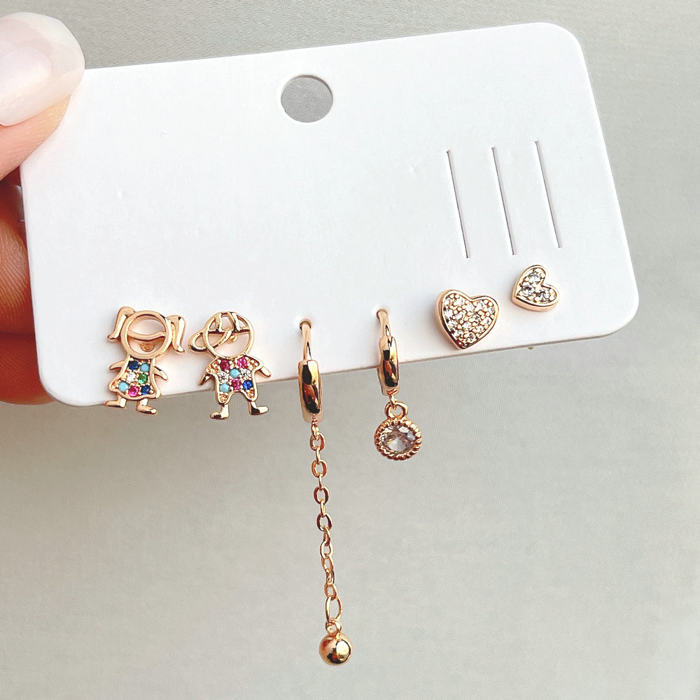 6 piece set boy and girl charm earring