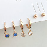 6 piece set round zircon charm earring