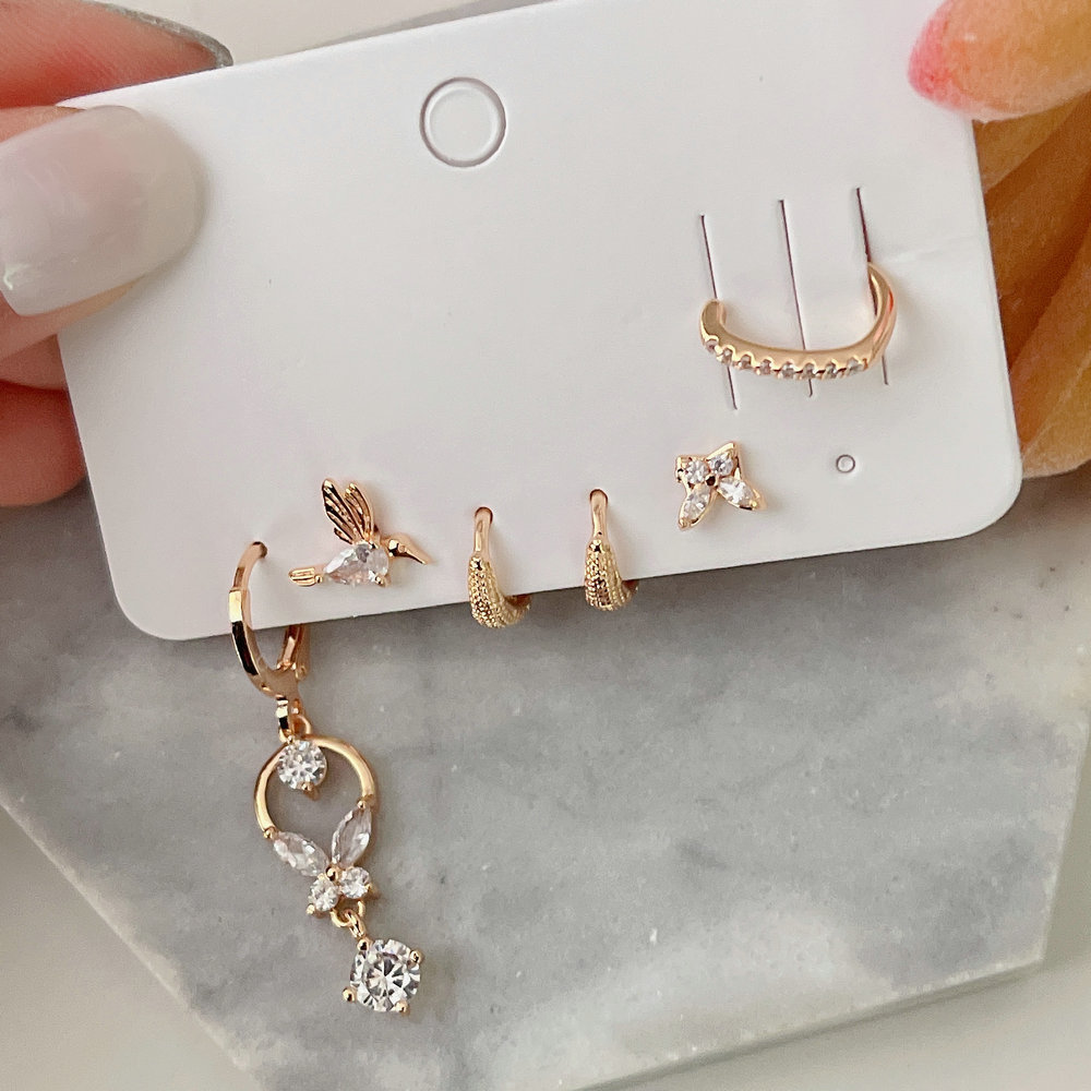 6 piece set charms earring