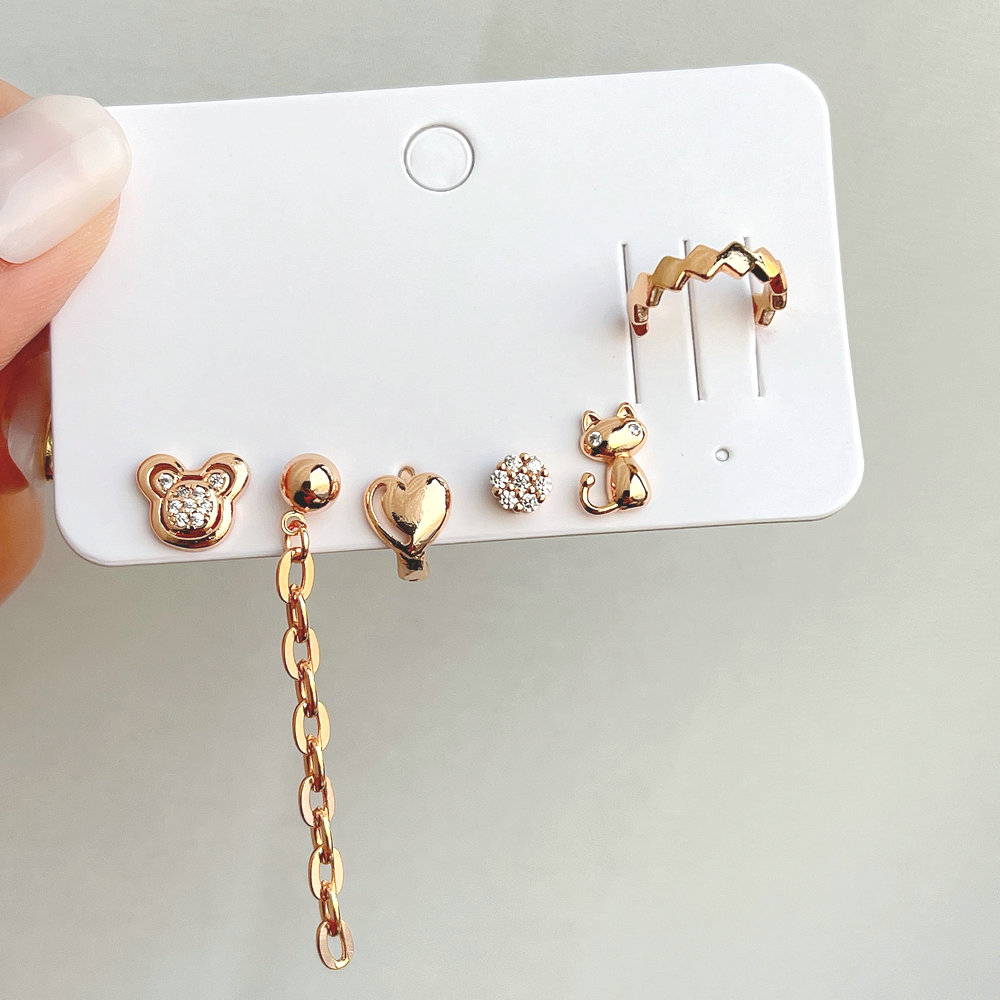 6 piece set heart charms earrig