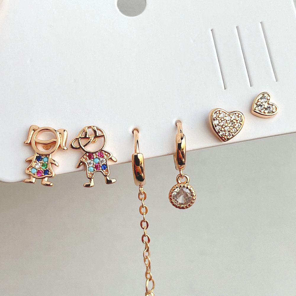 6 piece set boy and girl charm earring