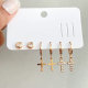 6 piece set cross charms earrig
