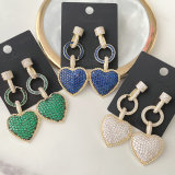 Fine pave long heart earring