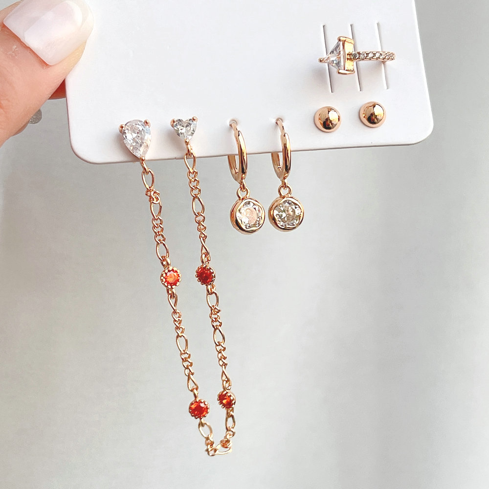 6 piece set chain earring