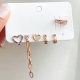 6 piece set heart charm earring
