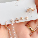 6 piece set pearl chain earring