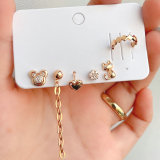 6 piece set heart charms earrig
