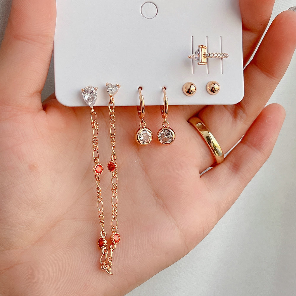 6 piece set chain earring