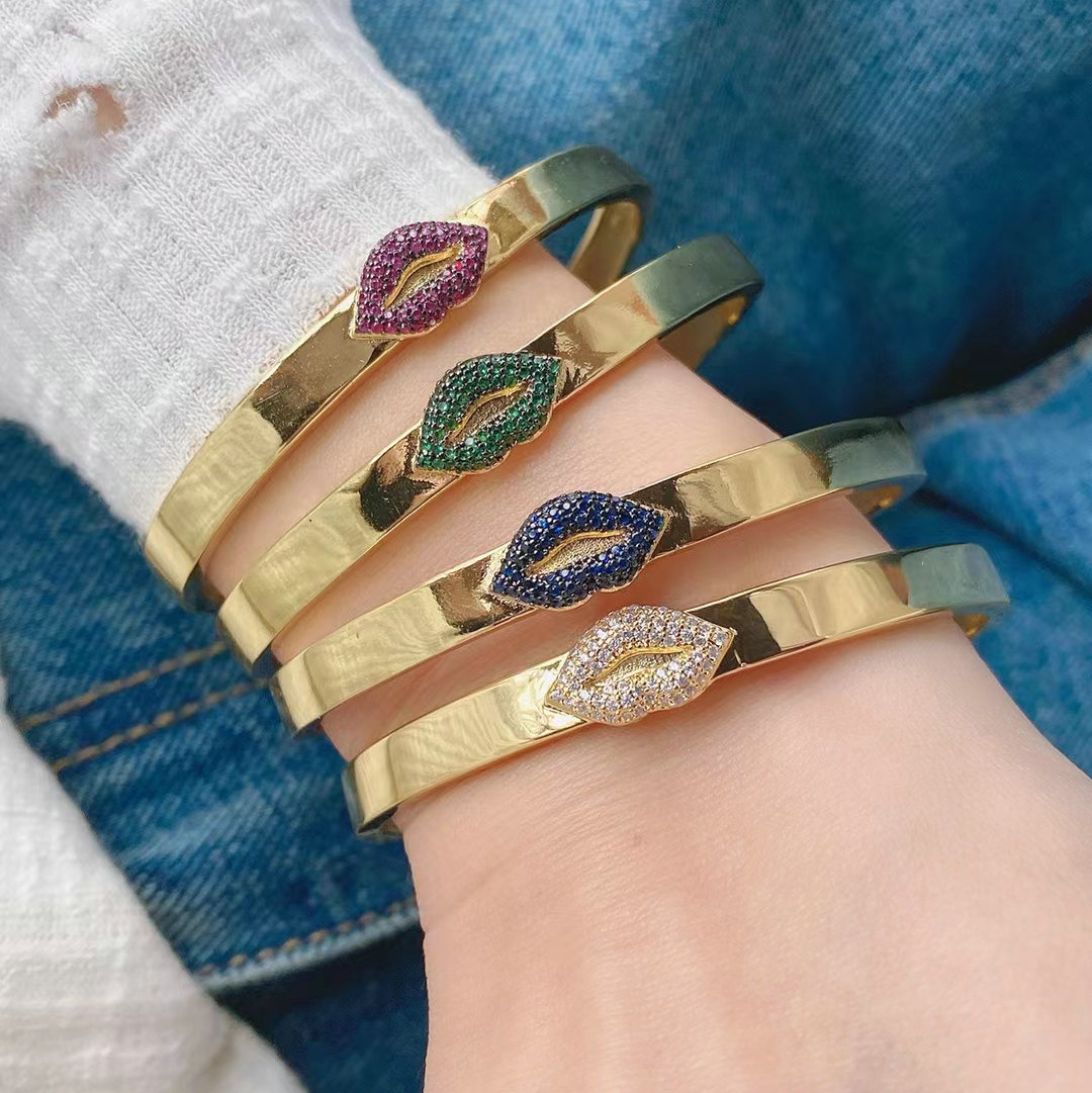 Pave lip bangle for women jewelry