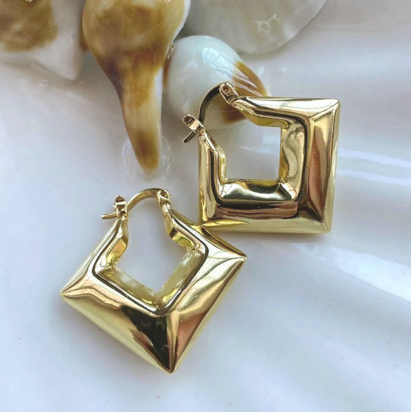 Fashon plain metal square earring