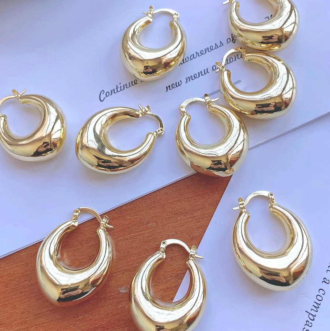 Fashon plain metal oval earring