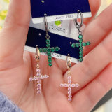 Pave cross earring
