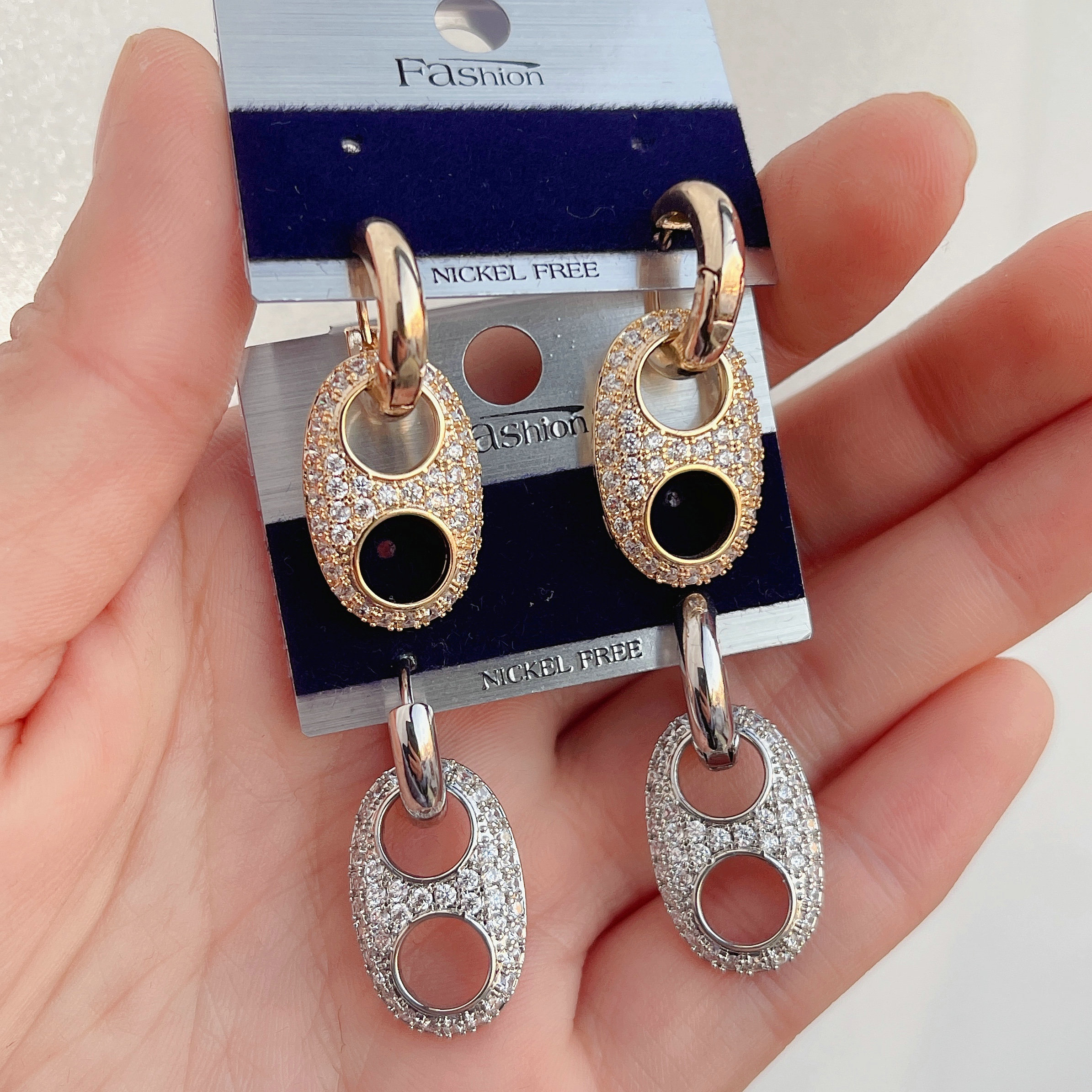 Pave coffe bean earring