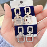 Pave square earing