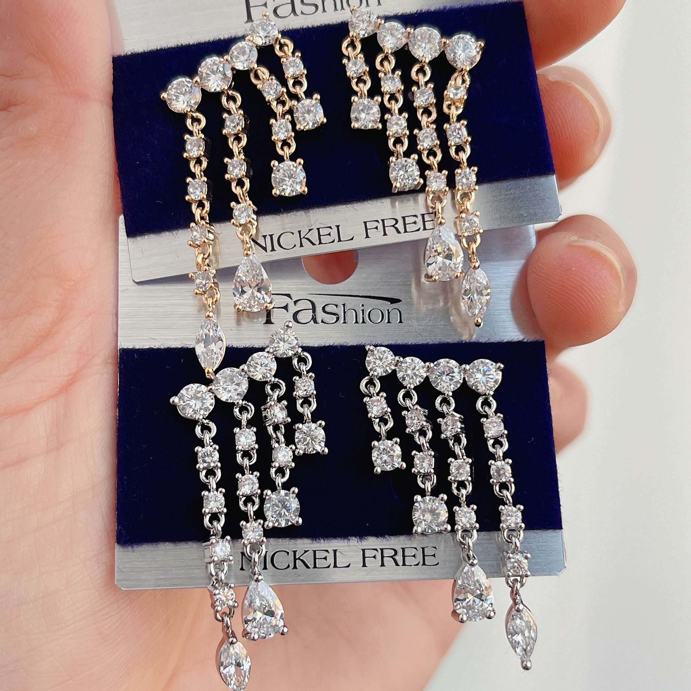 Zircon tassel earring