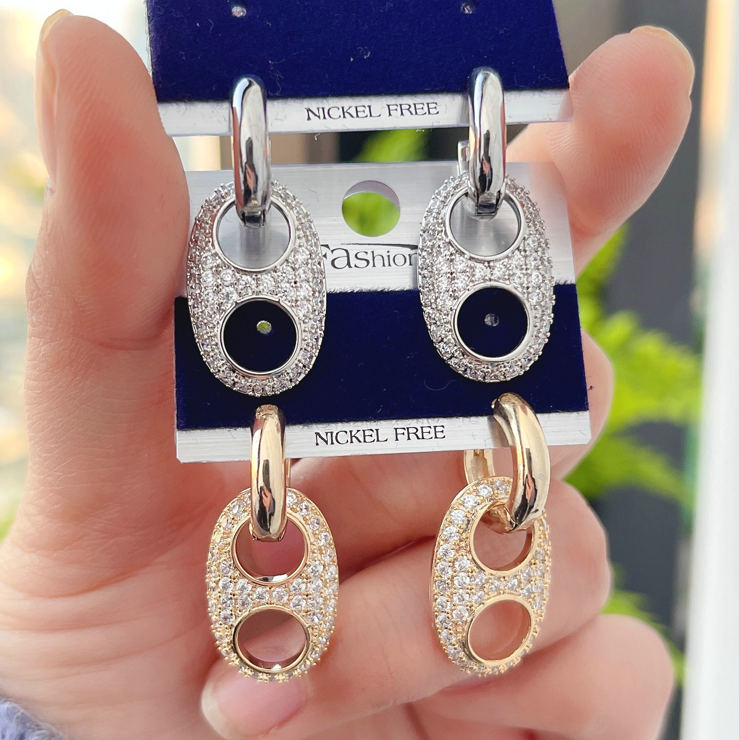 Pave coffe bean earring