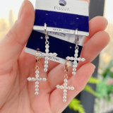 Pave cross earring