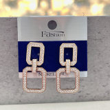 Pave square earing